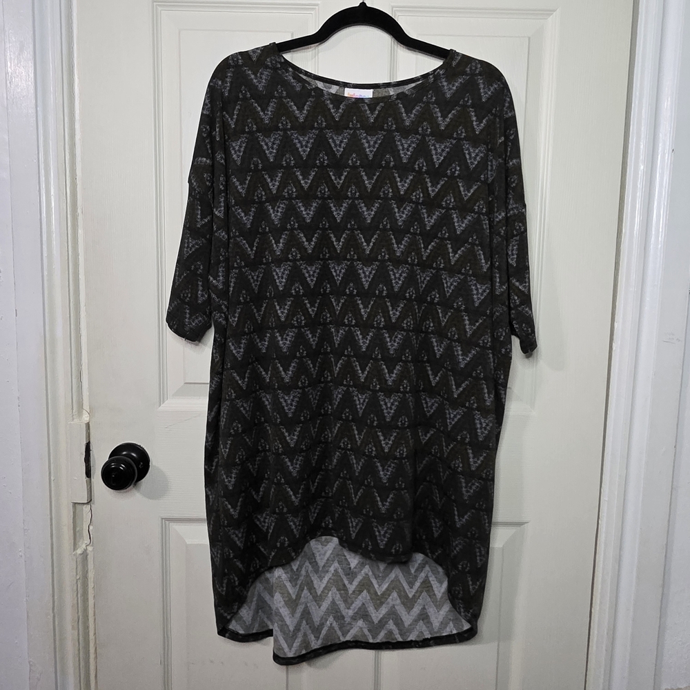 LuLaRoe Black and Brown Chevron Top